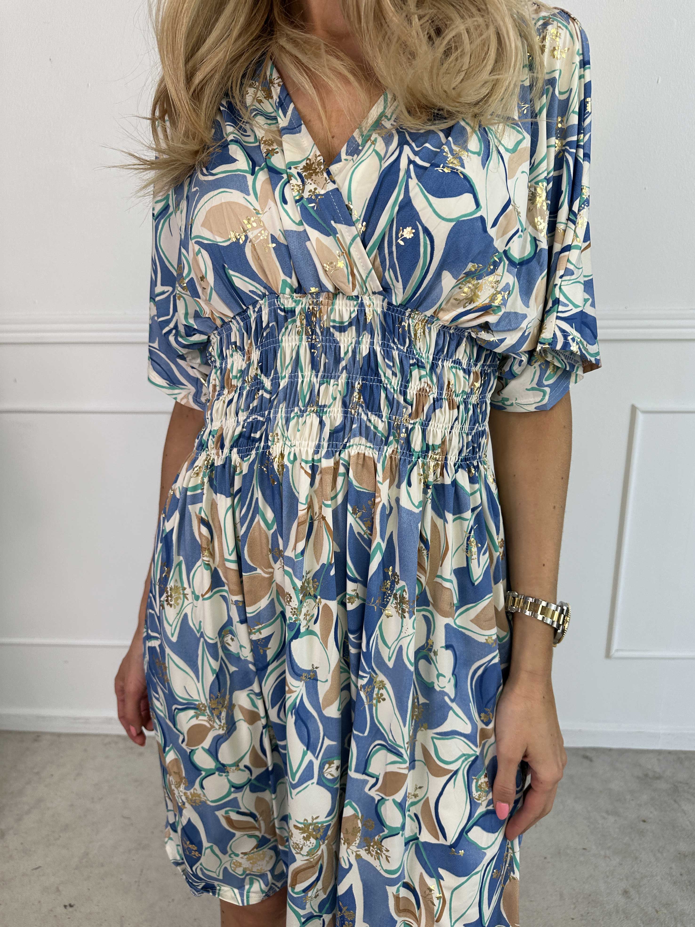 Pams Blossoming Short - Elastisk mønstret kjole med smock